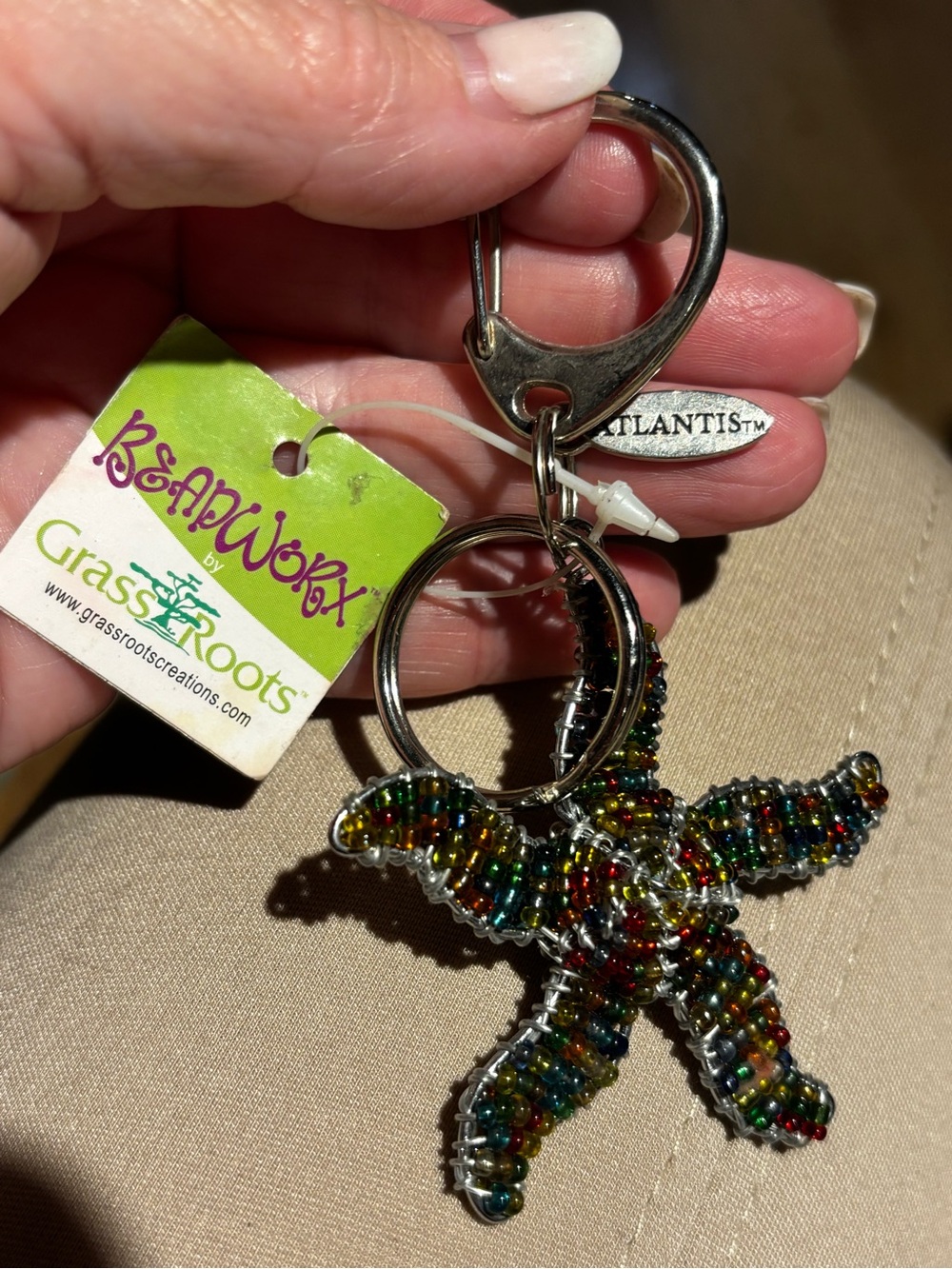 Multicolor Beaded Starfish Keychain
